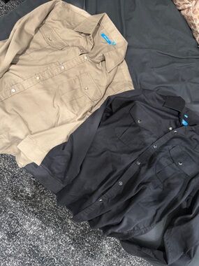 Kids Qty 2 Button-Down Shirt - Black and Tan